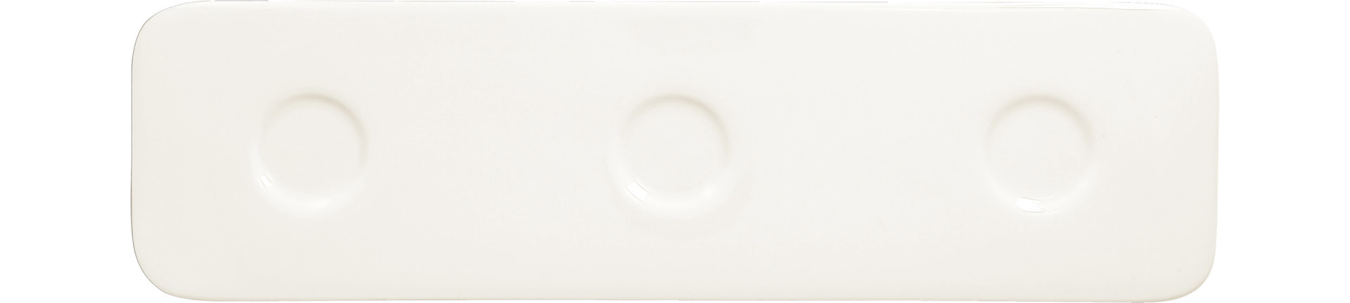 Platte rechteckig shaped mit 3 Ringen 360 x 100 mm plain-white