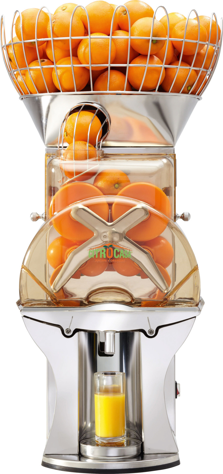 Orangensaftmaschine + SB-Zapfhahn mit Vorratskorb / 30 Orangen/min.