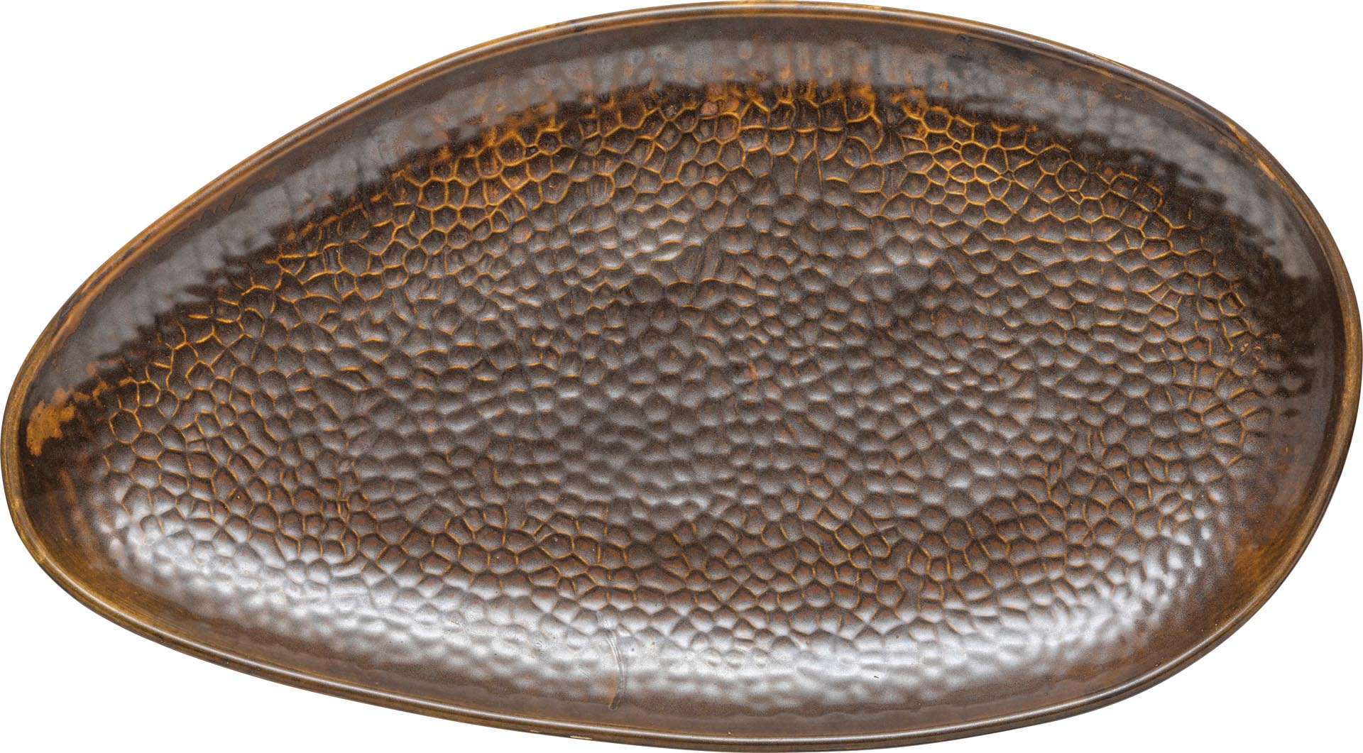 "Rusty" Platte flach oval 38x21cm braun VPE 3