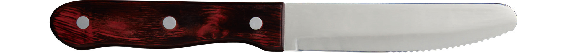 Steakmesser 250 mm Wellenschliff gerundete Klinge, Griff aus Pakkaholz