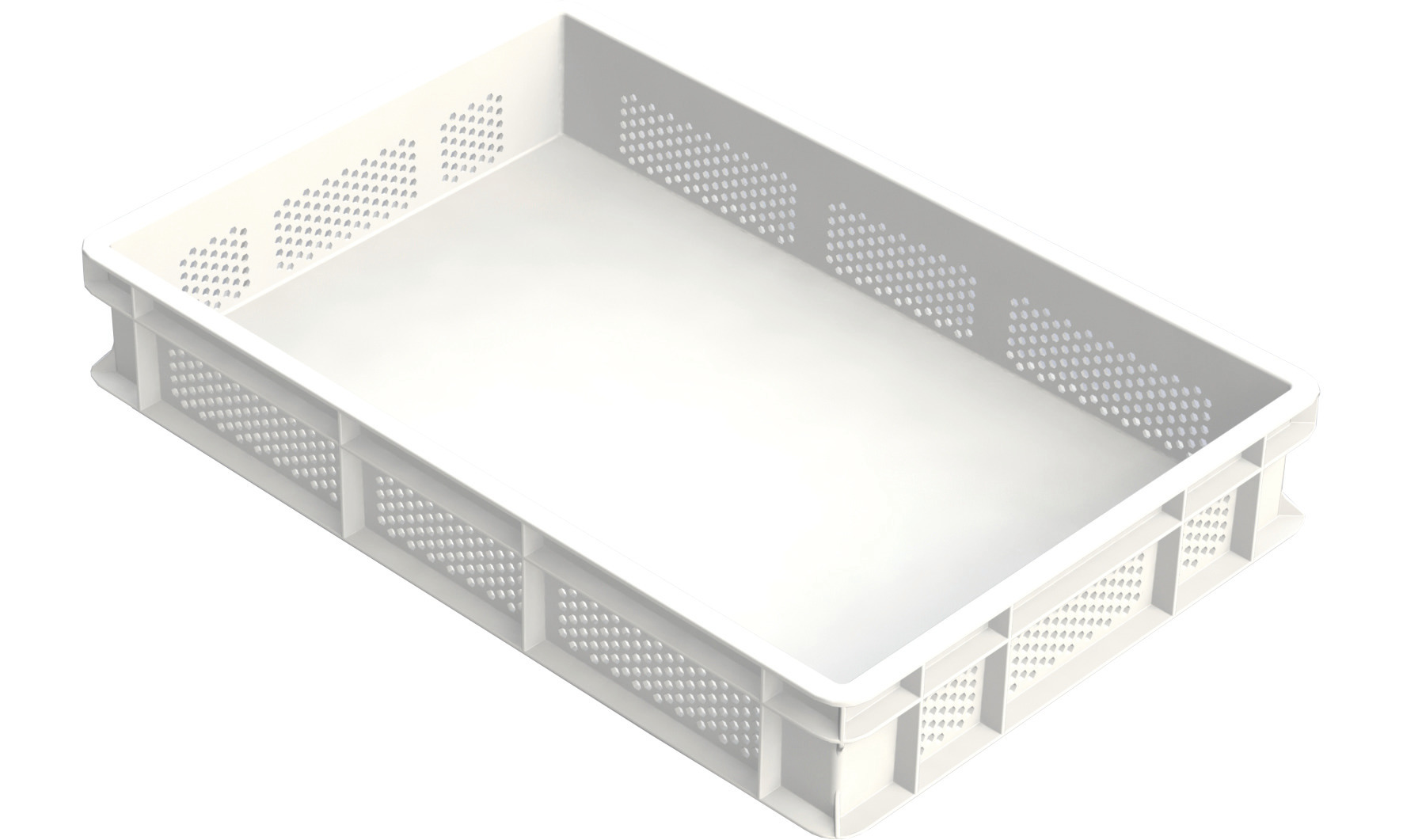 NUDELTEIG-BOX, SEITEN PERFORIERT, Polyethylen, weiß, 600 x 400 x 100 mm